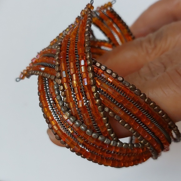 Multicolor Braided Beaded Wires Wraparound Cuff Bracelet - Picture 2 of 5